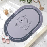 Homestic Bath Mat | PVC Bathroom Mat | Shower Bath Mat | Floor Tub Mat | Diatom Mud Oval Mat | Anti-Skid Shower Bathroom Mat | CF-220804 | Gray